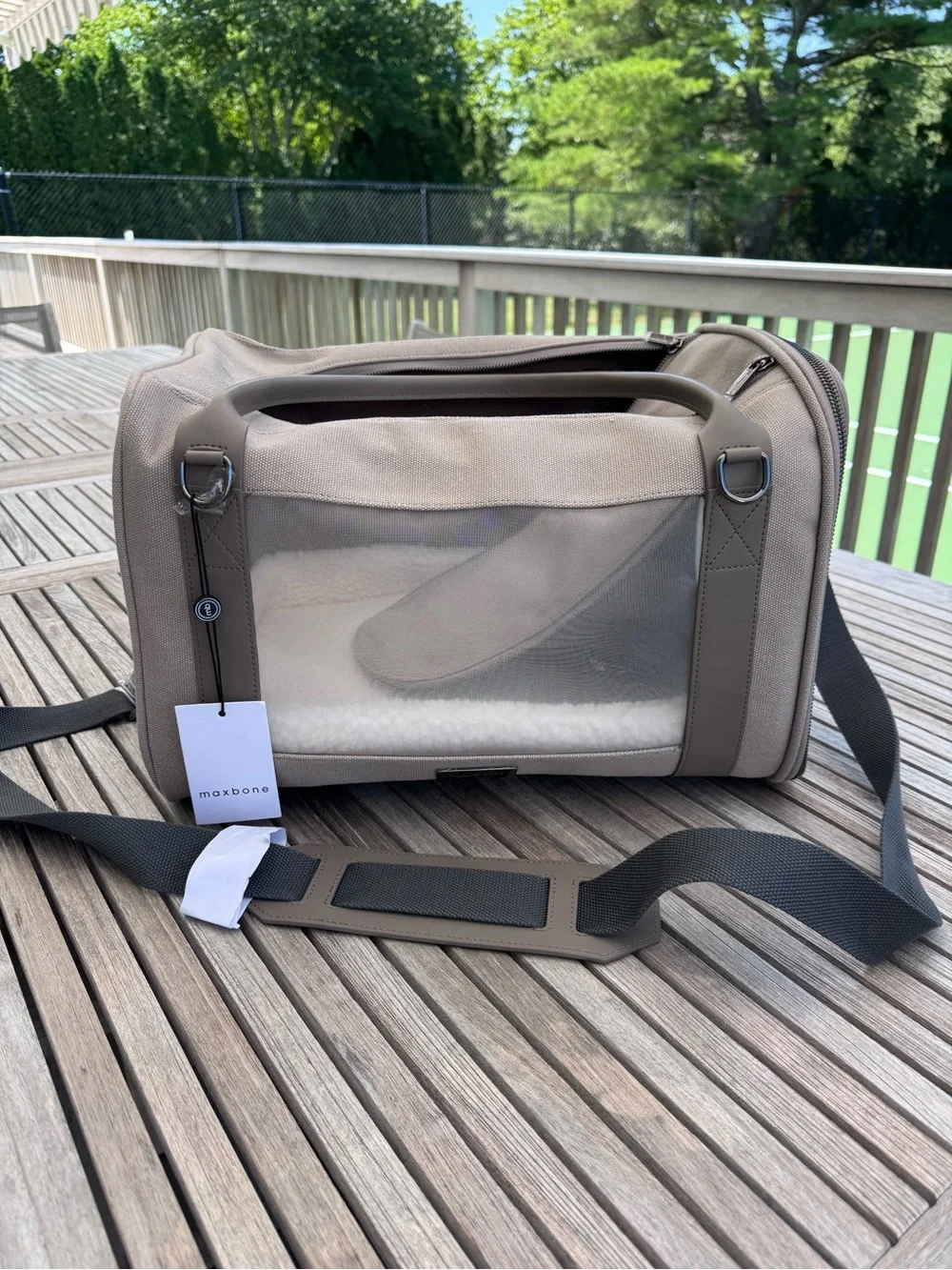 Neutral Taupe Pet Carrier Bag with Clear Window - Dog or Cat Travel Bag NWT